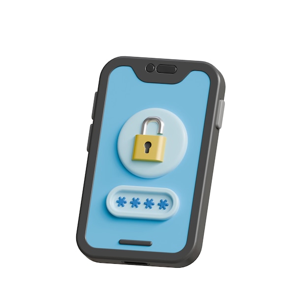 Smartphone with a lock and password screen representing mobile security