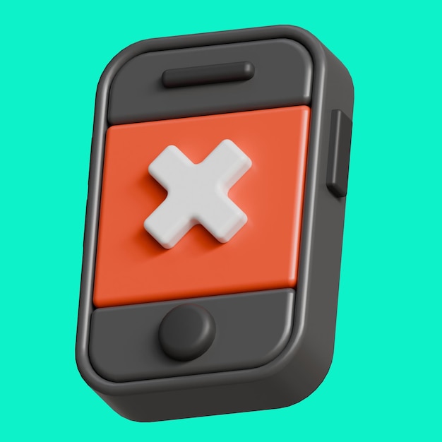 Smartphone with a red X symbol indicating rejection or failure