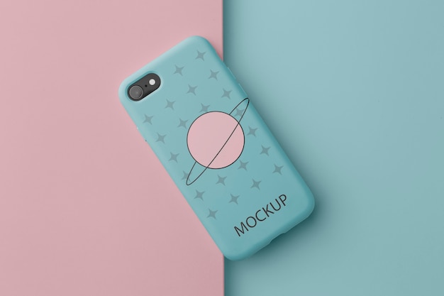 สมาร์ทโฟนที่มีเคสแบบจำลองดีไซน์มินิมอล