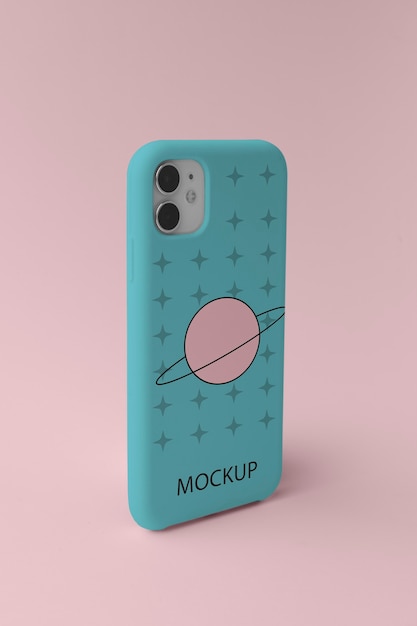 สมาร์ทโฟนที่มีเคสแบบจำลองดีไซน์มินิมอล