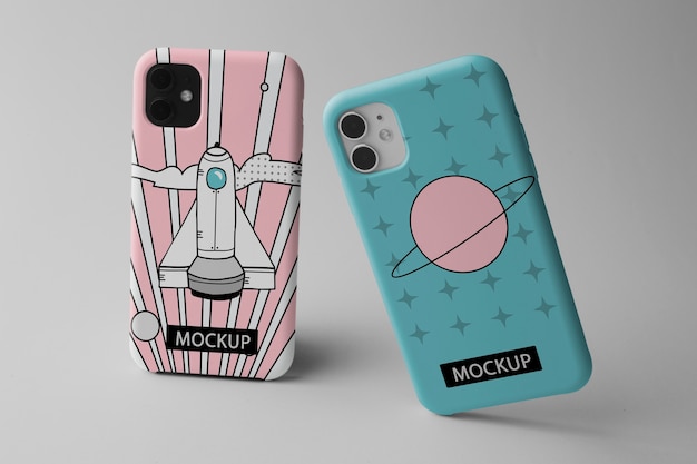 Smartphone with case minimalistic design mock-up