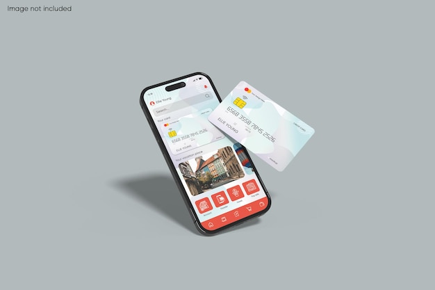 PSD smartphone with credit card mockup