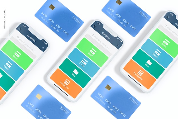 Smartphone with Credit Card Set Mockup