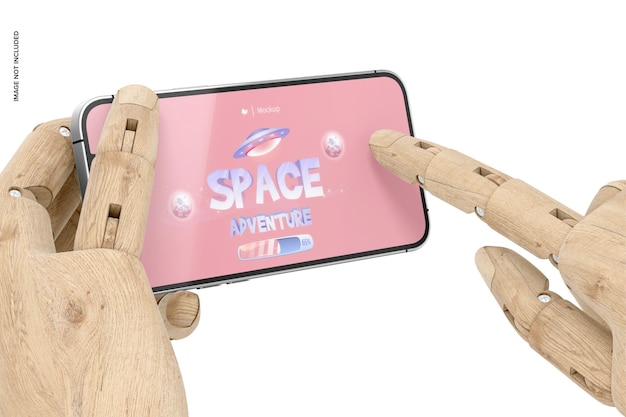 Smartphone with Hands Mockup, Left View