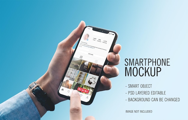 PSD instagramのモックアップ付きスマートフォン