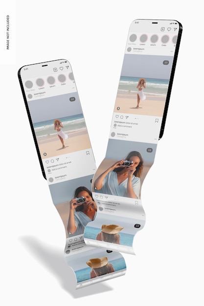 Smartphone with Long Scroll Mockup, Falling
