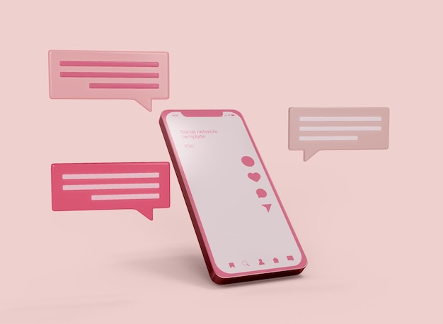 Smartphone with Notification Bubbles Mockup