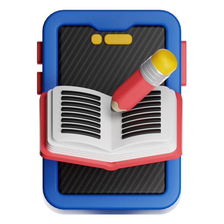 PSD smartphone with open book and pencil