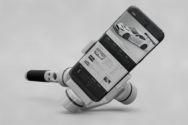 PSD smartphone with selfie stick mock up