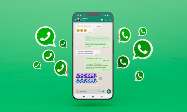 PSD smartphone with whatsapp emoji