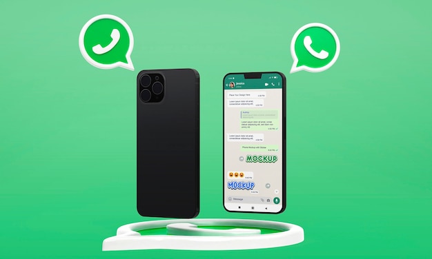 PSD whatsapp 이모티콘이 있는 스마트폰