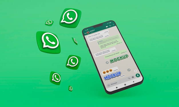 PSD whatsapp 이모티콘이 있는 스마트폰