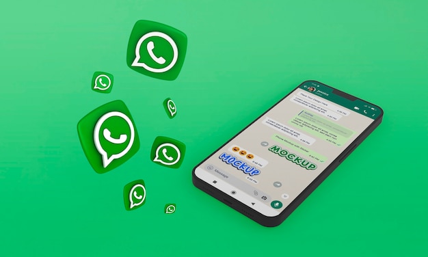 PSD whatsapp 이모티콘이 있는 스마트폰