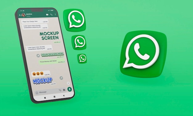 PSD whatsapp 이모티콘이 있는 스마트폰