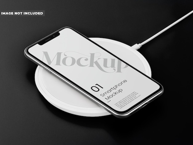 Smartphone with Wireless Charger on Black Background