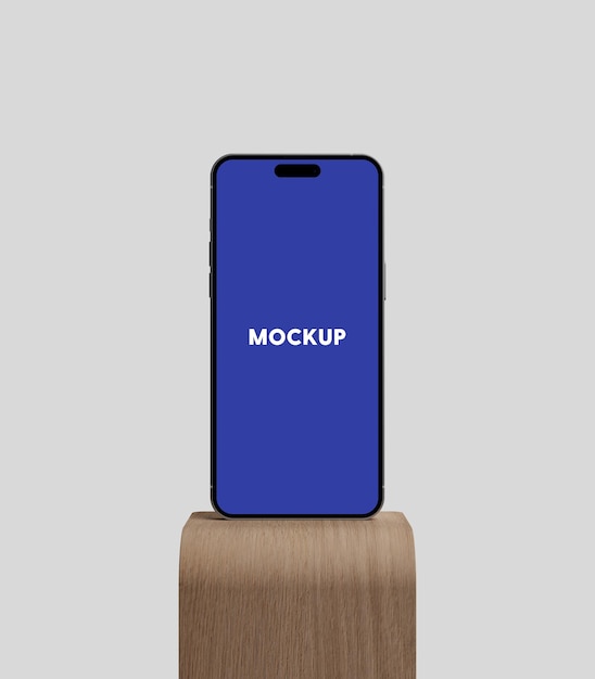 Smartphone on wooden stand