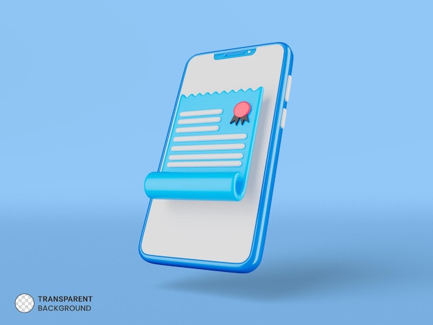 PSD smartphone z literą ikona na białym tle renderowania 3d ilustracja