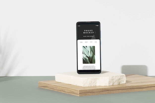 PSD smartphone z rockową i drewnianą deską