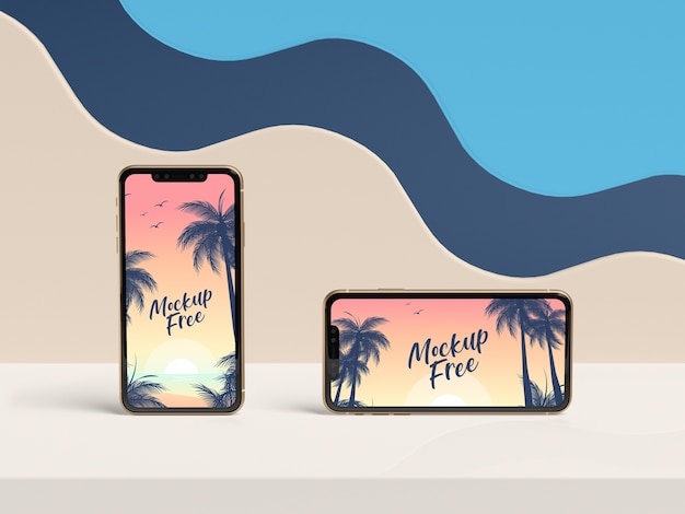 Smartphones arrangement summer concept