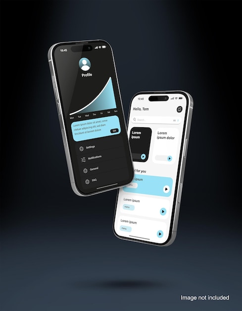 Smartphones Mockup isolated on black background