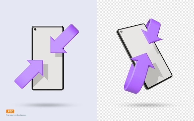 PSD smartphone circondati da frecce