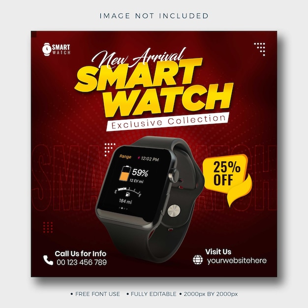 Smartwatch ads social media post design