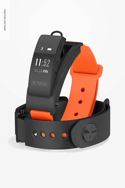 PSD Мокап браслета smartwatch, вид спереди и сзади