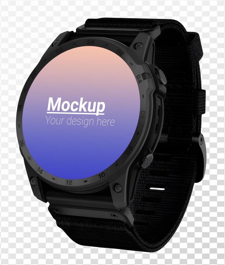 透明な背景のスマートウォッチデザインモックアップ