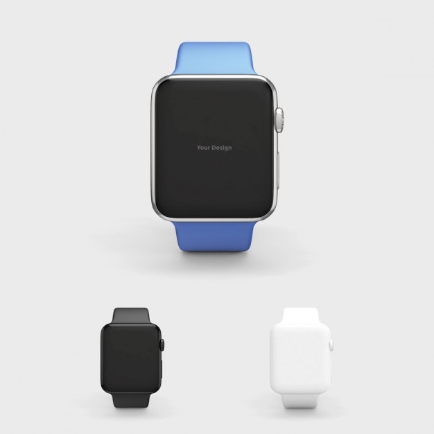 ブルー腕時計バンドとスマートウォッチモックアップ