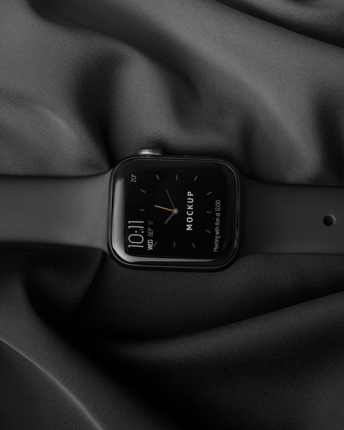 Smartwatch mockup in dark environment