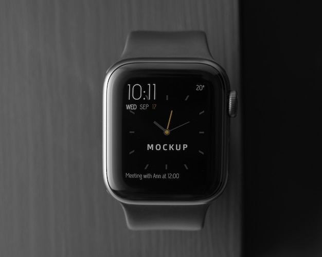 PSD smartwatch mockup in dark environment