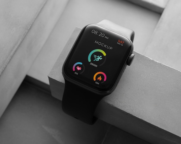 PSD smartwatch mockup in dark environment