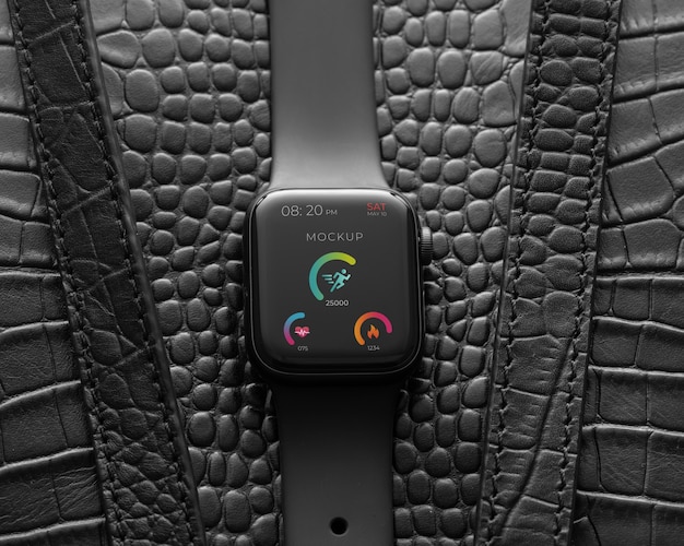 PSD smartwatch mockup in dark environment