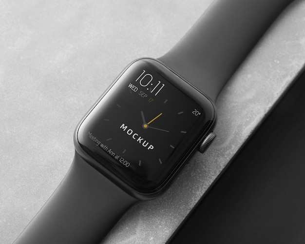 PSD smartwatch-mockup in een donkere omgeving