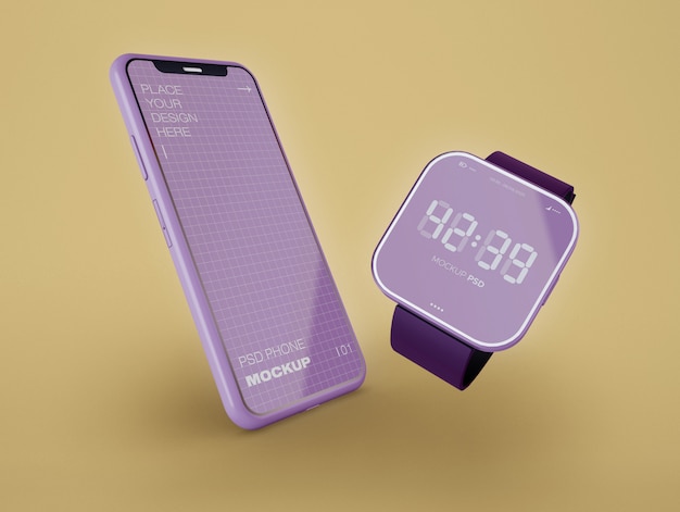 Smartwatch and phone mockup