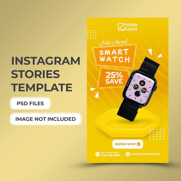 Smartwatch sale social media and instagram stories template premium psd