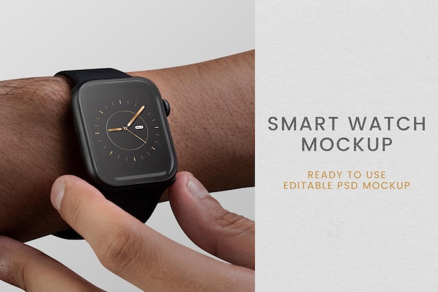 PSD smartwatch with hologram mockup psd innovative technology