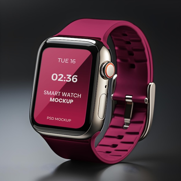 Smartwatch with metallic strip mockup design