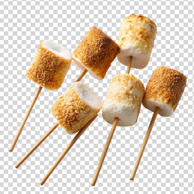 PSD smażone marshmallows na pałeczkach na przezroczystym tle