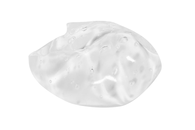 Smear of transparent cosmetic gel on an empty background