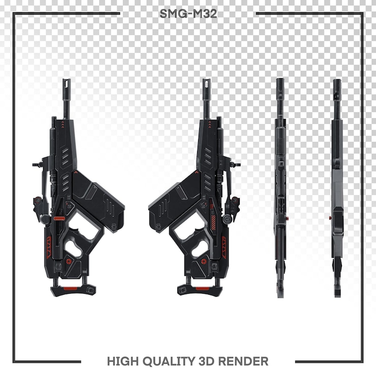 PSD smg m32 под другим углом, высококачественный 3d-рендеринг png