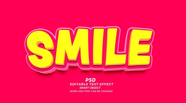 PSD smile 3d editable text effect photoshop psd style