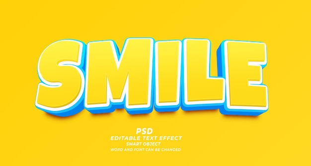 PSD smile 3d editable text effect psd photoshop template