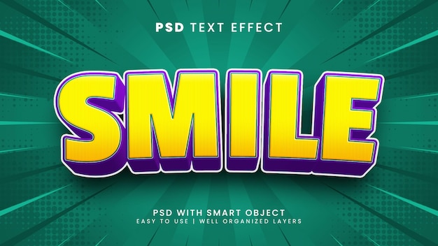 Smile 3d editable text effect with happy and kids text style