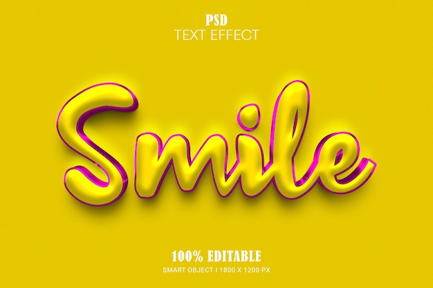 Smile 3d psd editable text effect design