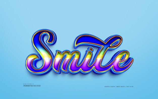PSD smile colorful 3d editable premium psd text effect