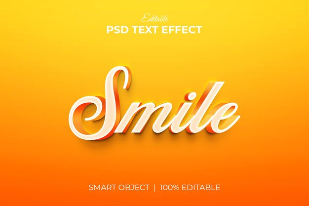 Smile colorful editable 3d text effect mockup Premium PSD