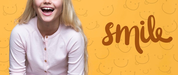 PSD smile cute young girl with blonde hair