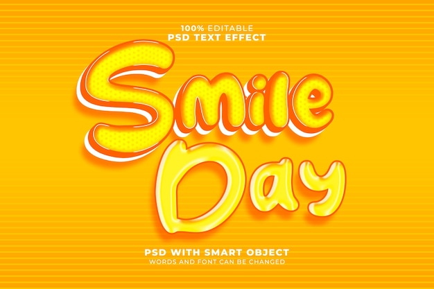 PSD Текстовый эффект день улыбки