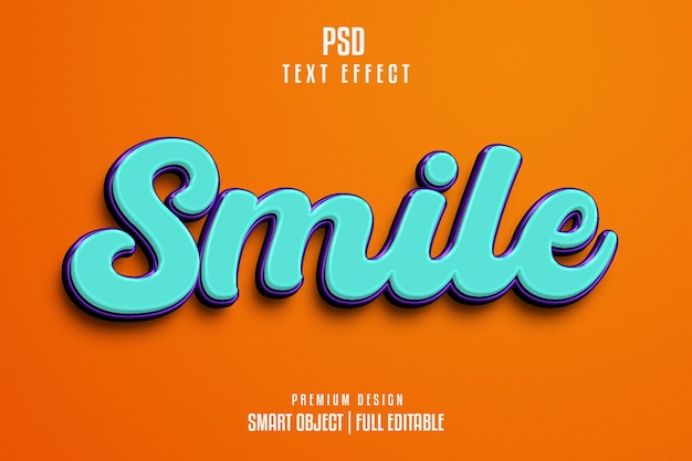 Smile editable 3d text effect PSD